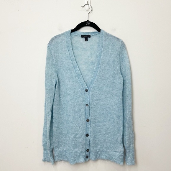 Jcrew Mohair V neck Cardigan Sweater Light Blue - Picture 3 of 7
